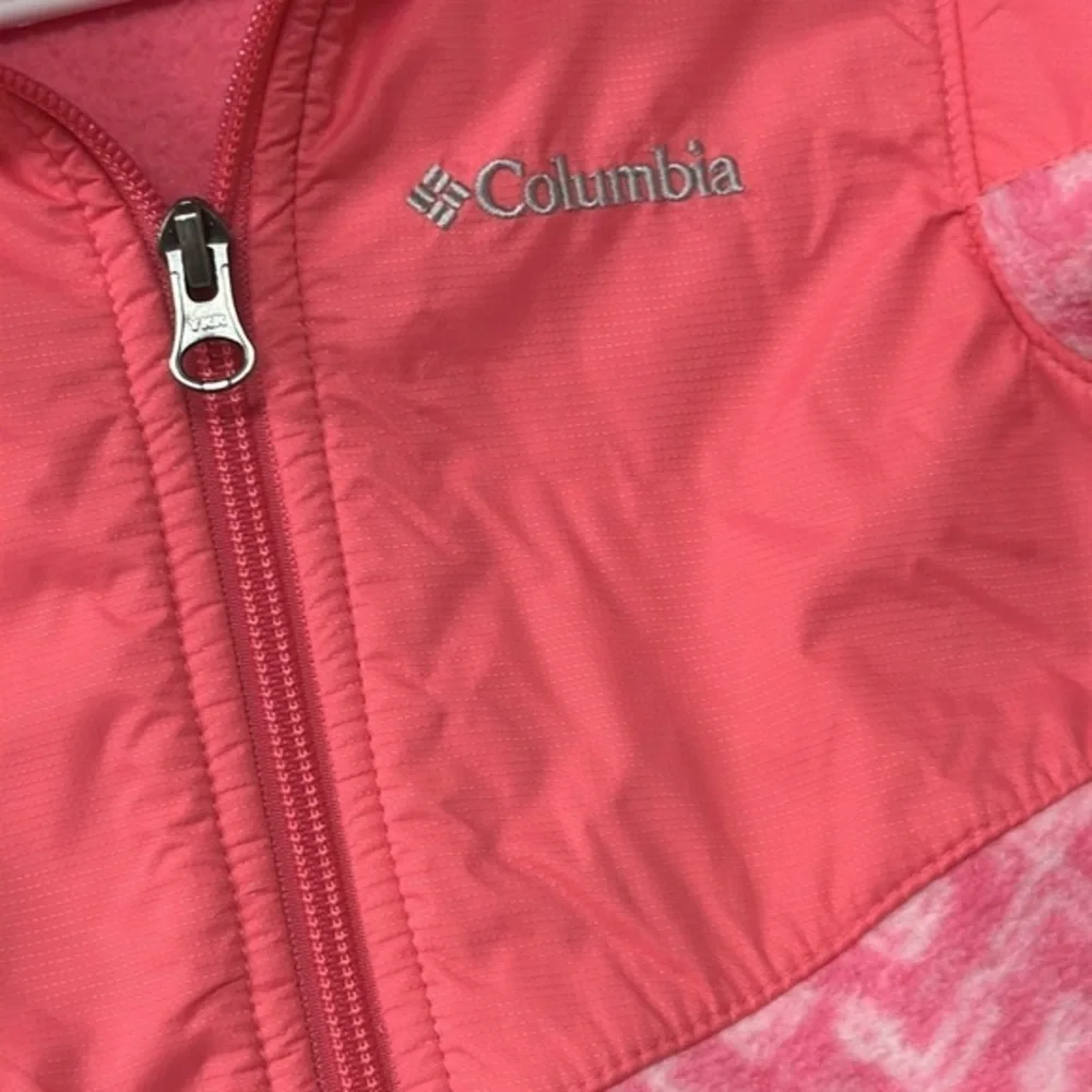 Columbia Steens overlay hooded pink fleece zip‎ up toddler 2T jacket